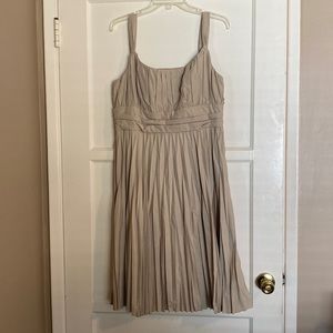 Pleated tan tank cocktail dress